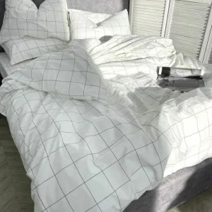 Постіль з вареної бавовни у клітинку White Plaid
